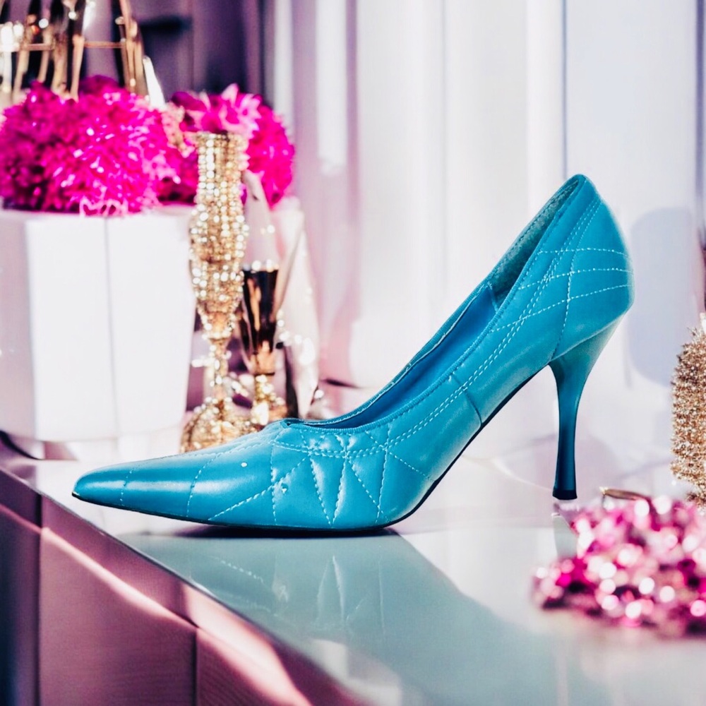 Turquoise Pointed Toe Pumps